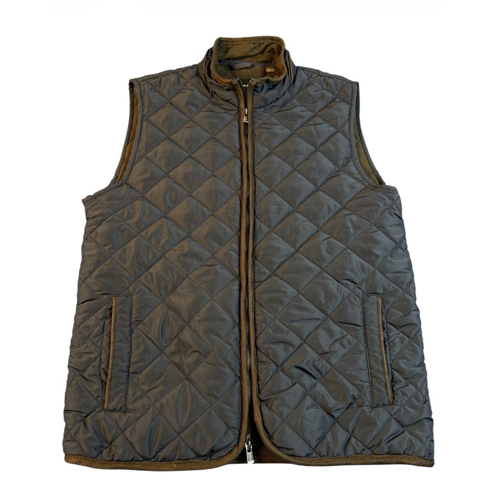 Tahari Quilted Vest Womens Brown Fleece Lined Full Zip Lightweight Jacket S